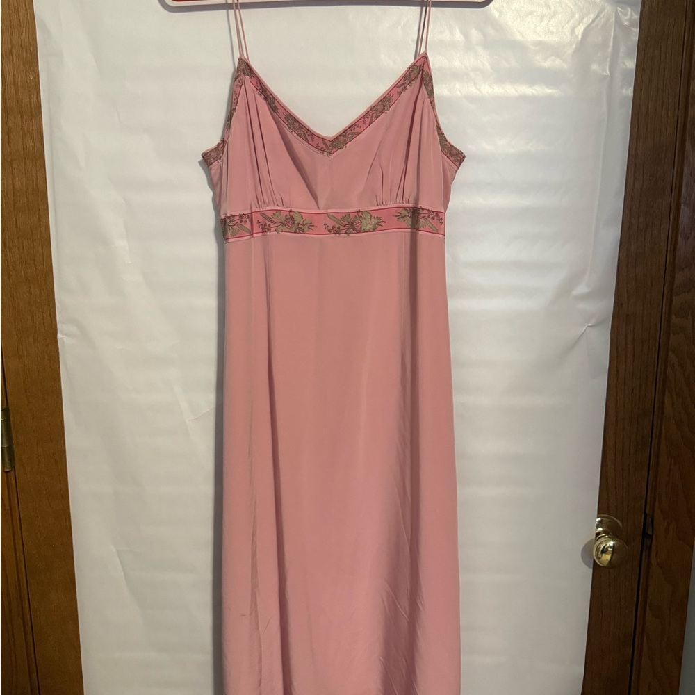 J. Crew Pink slip dress with Floral Accents